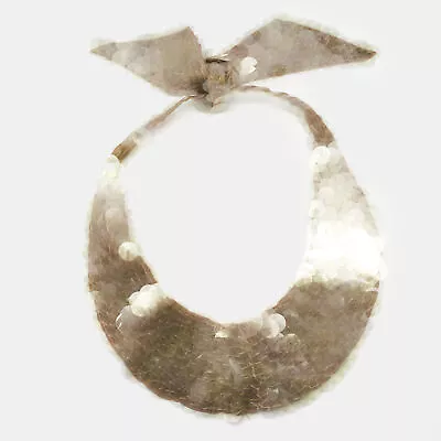 Marni Beige Silk Clear Sequined Collar Necklace • $101.85