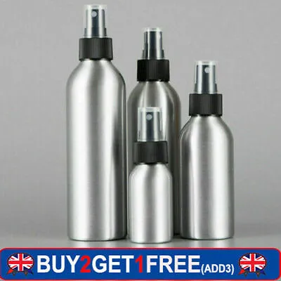 Metal Atomizer Black Pump Refillable Aluminum Empty Bottles Platinum Mist Spray • £5.49