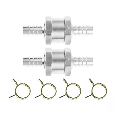 2Pcs Marine Fuel Non Return Check Valve 8mm With 4 Hose Clamps Caravans RV Parts • $9.43