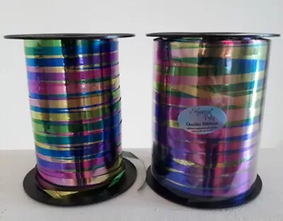 Metallic Rainbow 5mm Wide Balloon Ribbon Full Roll Of 250 Yds Plus A Part Roll • $9.93