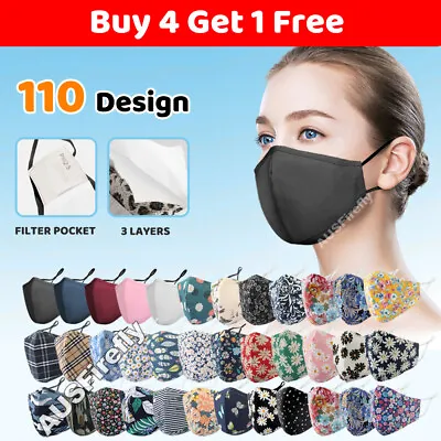 $4.90 • Buy Adult Washable Reusable Face Mask Protective Fabric Cotton Fashion Floral Unisex