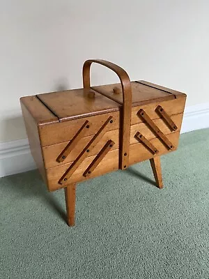 Vintage 3 Tier Cantilever Sewing Knitting Craft Box On Legs • £30