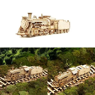 Box Mechanical Model Wooden Construction Kit 3D Wooden Puzzle Steam Train • £10.16