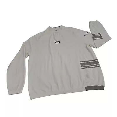 Oakley Sweater Mens XL White Stripe Cotton Richard Mille Tour Bubba Watson Golf • $49.88