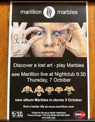 Marillion - Marbles RARE Concert Poster (AUTOGRAPHED) • $200