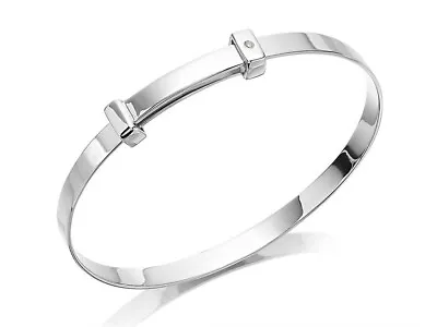 D For Diamond Childrens D For Silver Set Expandable Baby Bangle • £59