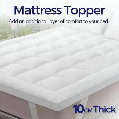 4  Luxury Hotel Quality Microfiber Mattress Topper 10CM Deep Bed Topper UK Sizes • £26.99