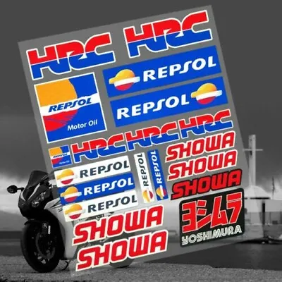 HRC Repsol Honda Racing Motorcycle Decals Laminated 16 Stickers Set CBR RR • £10.79