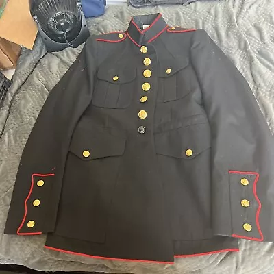 Men’s 38R Dress Blue Uniform Coat Jacket Marine Corps USMC • $57.95