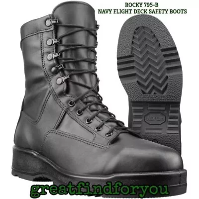 Usgi Nos Rocky 795-b Navy Flight Deck Safety Boots - Asst Large Sizes -black • $59.99