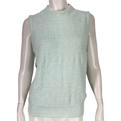 Vintage 80's Sweater Knit Sleeveless Shirt Tank Vest Womens Medium Minimalist M • $5.99