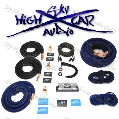 1/0 Ga AWG Amp Kit And 1/0 GA Big 3 Upgrade Blue Black Sky High Car Audio • $109.95