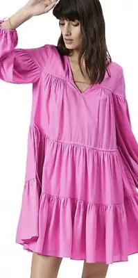 $29.99 • Buy Witchery Pink Tiered Linen Blend Dress - Size 6