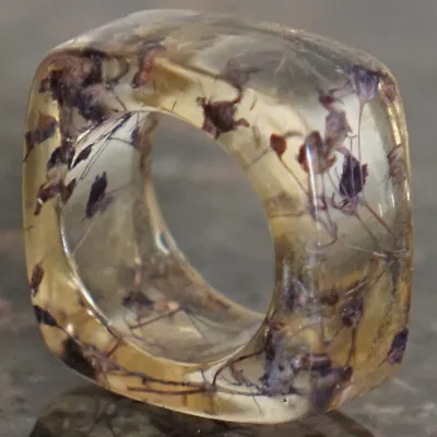 Vintage Ring -  Womens Square Resin Flowers - US Size 5.75 • $9.74