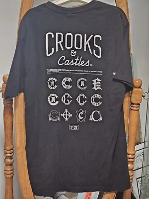 Crooks & Castles Different Logos Graphic Tshirt Large T-Shirt Excellent Cond • $8