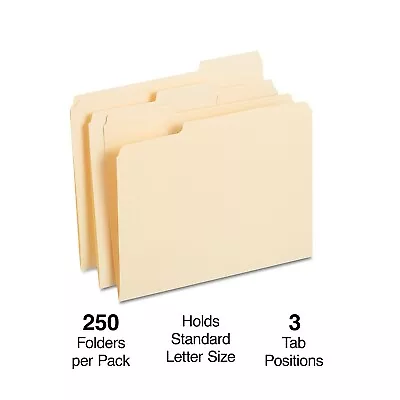 Staples Reinforced File Folders 1/3 Cut Letter Size Manila 500/Carton • $49.36