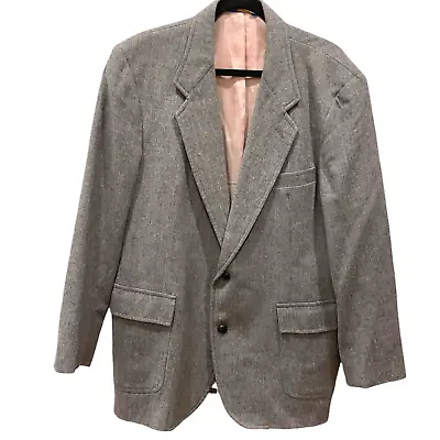 Pendleton Tweed Mens Sport Coat 44L 100% Wool Jacket Blazer Light Dark Gray • $79.48