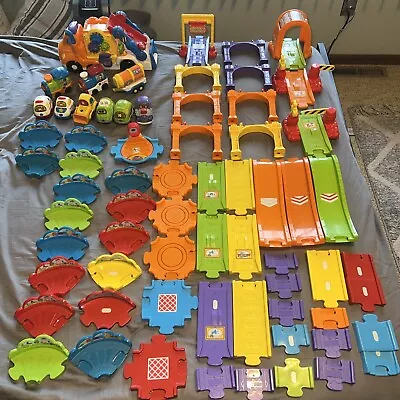 Vtech Go Go Smart Wheels Lot 2 Motorized Trains Car Carrier Vehicles Track. • $34.99