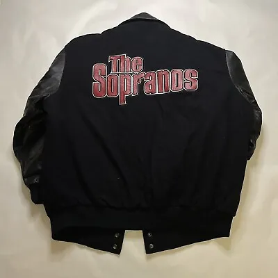 Vintage Sopranos HBO Varsity Jacket Leather & Wool Bomber Coat Y2K Mens Xl • $500