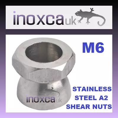 £7.96 • Buy 10 PIECES M6 SECURITY HEX SHEAR NUTS STAINLESS STEEL GRADE: A2 304 10mm A/F 
