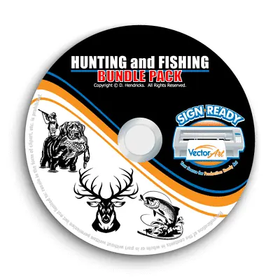 Hunting+fishing Clipart-vector Clip Art-vinyl Cutter Plotter+t-shirt Graphics Cd • $39.95