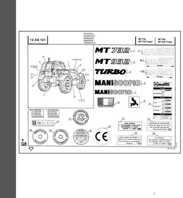 Manitou MT732 MT932 Serie 1 Parts Catalog • £29.99