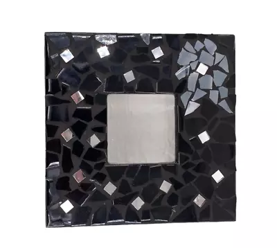 IKEA Malma Wall Decor 10  Square Mosaic Framed Mirror Black 202.328.30 • $8.99