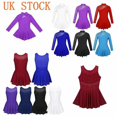 £10.99 • Buy UK Kids Girls Gymnastic Leotard Dress Roller Skating Ballet Dance Dress Costume