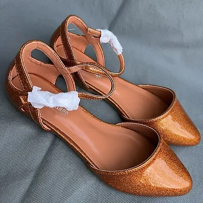 ModCloth Unique Vintage Orange Glitter Libby Flats Shoes Size 5 Cosplay • $27