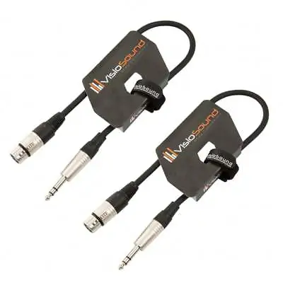 2 X Female XLR To 6.35mm Stereo Jack Lead / Balanced Signal Patch Cable / 2 Pack • £12.49