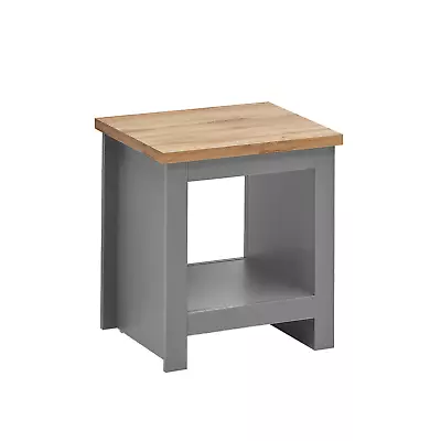 Side Lamp Table Oak Top Small End Bedside Nightstand Shelf Cream Grey Furniture • £37