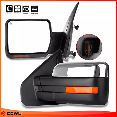 Chrome Driver Mirror Power Heated Signal Puddle Lamp Left For 2004-14 Ford F150 • $56.99