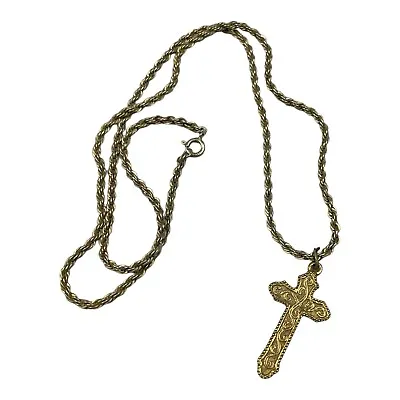 Vatican Library Unisex Cross Necklace Gold Tone Chain Small Pendant Religious • $16.99