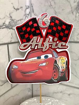 Personalised Birthday Cake Topper Custom Cake Decoration Cars McQueen Inspired • £10