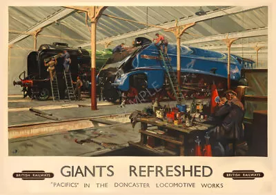 Vintage Cuneo Railway Poster Giants Doncaster Works Steam Train Art Print A3 A4 • £5.99