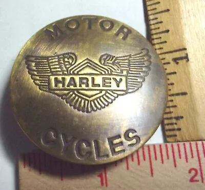 Harley Brass Badge Vintage HD Motorcycle Collectible Old Biker Vest Pin Pinback • $18.95