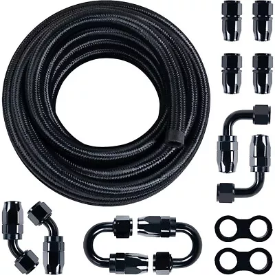 6AN 8AN 10AN Nylon Braided CPE Fuel Line Kit 10/20FT W/12 Fittings Hose Kit • $39.99