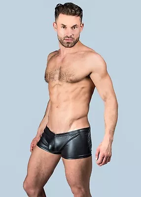 £10.95 • Buy Mens Black Faux Leather PVC Boxer Trunks Shorts Underwear S M L XL FAST UK POST