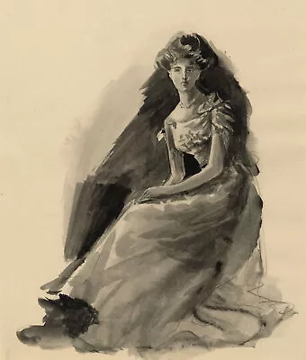 Dorothy B.M. Kerr Edwardian Lady In Evening Dress – C.1902 Watercolour Painting • £44