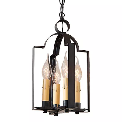 Metal Saddle Pendant Light Four Candles Kettle Black Modern Farmhouse Fixture • $194.95