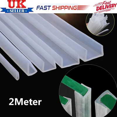 2 Meters U-Shaped Shower Door Sealing Tape Edge Guard Strip Glass Protector Trim • £7.95
