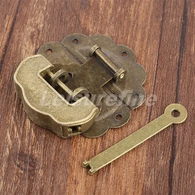 Chinese Style Jewel Box Case Trunk Padlock Lock Key Toggle Latch Clasp Set Decor • £5.22