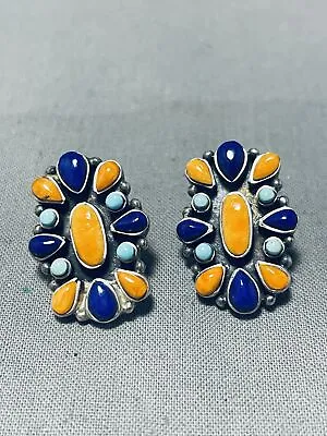 Best Mahili Nez Navajo Turquoise Shell Sterling Silver Earrings • $310.79