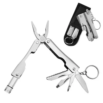 Pliers Multi-Purpose Pocket Knife Outdoor Camping Fishing W/Flashlight • $9.98