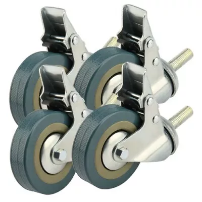 £10 • Buy 4 X Heavy Duty 75mm Rubber Swivel Castor Wheels Trolley Furniture Caster Screw