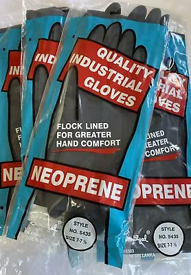 Memphis Neoprene Flocked Lined Industrial Gloves 5435 Size 7-7 1/2 5 Pack • $9.99