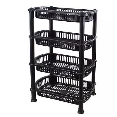 £11.99 • Buy 4 Tier Fruit Caddy Food Veggie Storage Organiser Rack Trolley Shelf Basket Stand