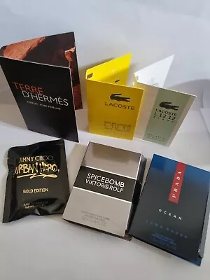 AFTERSHAVE SAMPLES VIALS JOB LOT Prada Jimmy Choo Gucci Lacoste D'hermes Travel  • £12.60