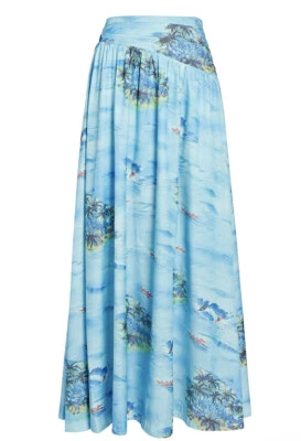 $120 • Buy NWT STAUD Kona Blue Island Maxi Midi Skirt Size 2 Long Printed Ladies