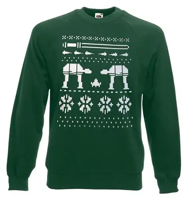 Adults Galaxy Wars Retro Xmas Sci Fi Movie Festive Green Unisex Christmas Jumper • £21.95